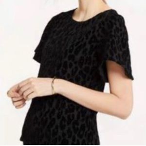 NEW Ann Taylor black leopard flutter sleeve top